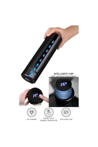 Onetick D8 Led Sıcaklık Göstergeli Çelik Termos 500 Ml Siyah