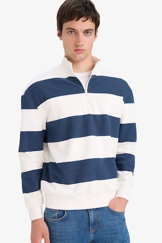 Defacto Boxy Fit Dik Yaka Yarım Fermuarlı Çizgili Sweatshirt C7045ax25aunv94 Lacivert-nv94