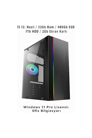 Ramtech Manager i5-12400F 32 GB  1 TB HDD 480 GB SSD R7-240 W11P Masaüstü Bilgisayar