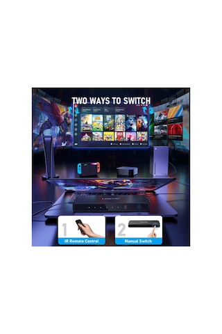 G96, 5 Girişli 1 Çıkışlı Hdmı 4k Görüntü Aktarıcı Uzaktan Kumandalı Otomatik Görüntü Seçici Switch