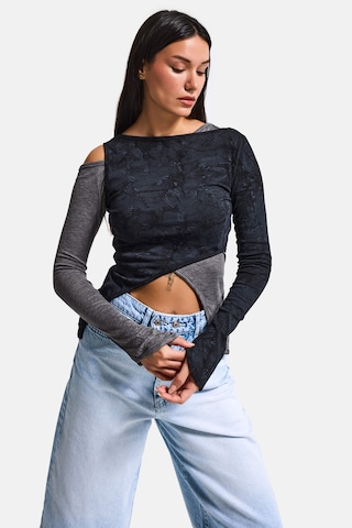 it's basic Kadın Siyah W5 Çift Parça Asimetrik Kesim Özel Tasarım Body
