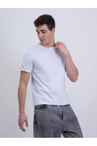 Modalına Beyaz Pamuklu Düz Renkli Basic Tişö 201775924 Beyaz