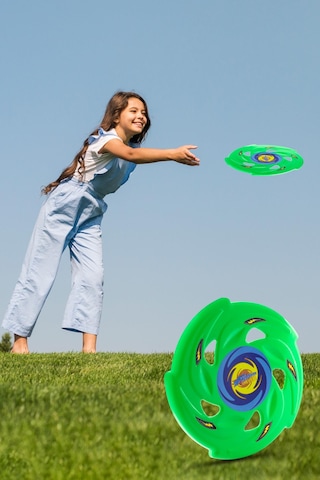 Frisbee Frizbi Fırlatma Diski Disk Atma Oyunu Çocuk Yetişkin Plaj Bahçe Oyuncak 24 Cm Yeşil