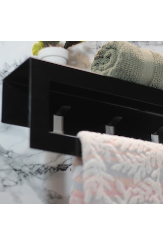 Metal Havluluk Askılı Ve Tuvalet Kağıdı Tutucu 2li Set Siyah Havl Çok Renkli