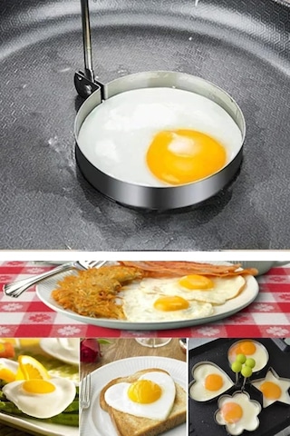 Metalik Daire Şeklinde Omlet Yumurta Ve Krep Kalıbı Çok Renkli