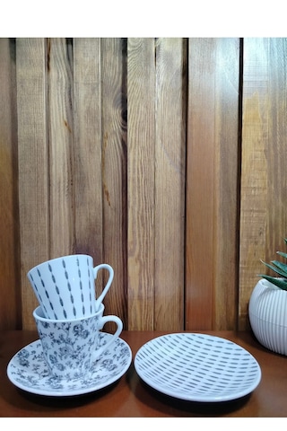 New Retro Porselen 2'li Kahve Fincanı Takımı 80 Ml Siyah