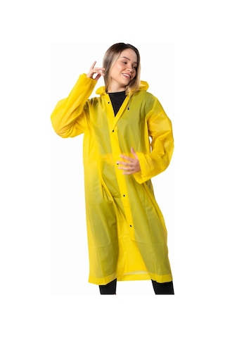 Marlux Unisex Su Rüzgar Geçirmez Kapüşonlu Çıtçıt Düğme Eva Yağmurluk - Sarı - Lacivert