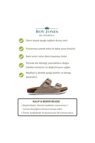 Roy Jones 7001 Bej Erkek Comfort Casual Anatomik Tokalı Terlik Bej