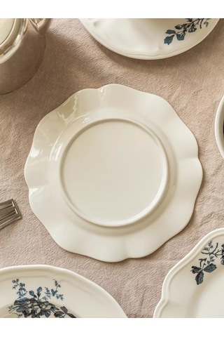 Roomi Desenli Seramik Düz Tabak 19 Cm 193352146 Beyaz