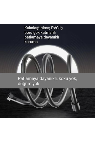 Siyah 150cm Modern Siyah Pvc Duş Hortumu, Esnek Ve Patlamaya Dayanıklı - Paslanmaz Banyo Hortumu-9094693066260 Siyah