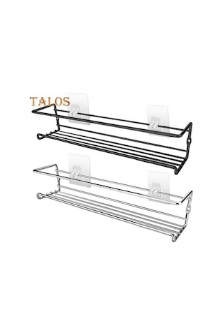 Novahub 2/4 Adet Gümüş Karbon Çelik Duvara Monte Baharat Organizatör Raf Mutfak Dolap Organizatörü Gümüş