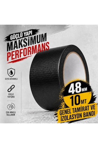 Sanplaza Siyah Tamir ve İzolasyon Bandı 48mm 10mt Suya Dayanıklı Duct Tape Sırdırmazlık Bandı