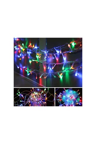 10 Metre Fişli Led Işık - 100 Led Rgb Renkli Yılbaşı Dekorasyon Lambası 10c