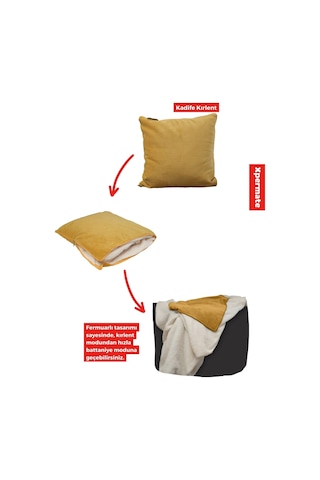 Xpermate Tv Battaniye Yastık Kırlent Wellsoft Battaniye Yolculuk Uçak Yastığı 145 x 205