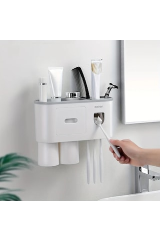 Fastbuy Challenger Siyah 3 Bardak Duvara Monte Diş Fırçası Tutucu Seti Açmaya Gerek Yok Yer Tasarruflu Siyah