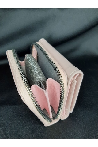 Mryart Pudra Pembe Kadın Cüzdanı - Fermuarlı Ve Düğmeli Kartlık Model