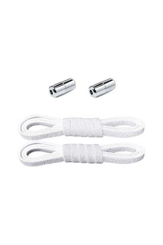 Ayarlanabilir 1 Çift Gümüş Simli Vidalı Kapsül Uçlu 6 Mm Lastik Pratik Bağcık Gümüş