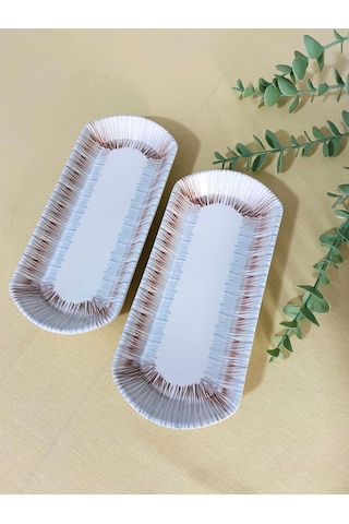 Blue Eyes 2 Adet Oval Kahvaltı Tabağı Kahve Mavi