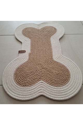 Hasır Jüt Kedi Köpek Mama Paspası, %100 El Yapımı, Pamuk, Hasır,