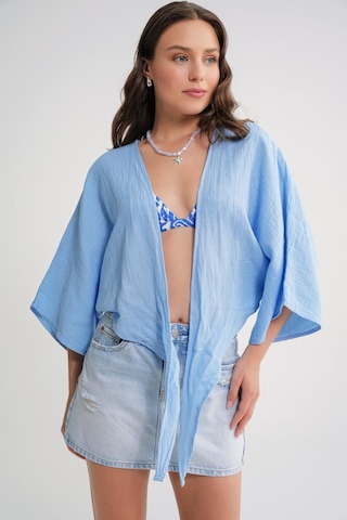 Mixray 4723 Kadın Önü Bağlamalı Bolero Bluz Bebe Mavi