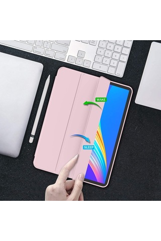 Apple Uyumlu iPad Pro 11 İnç M4 2024 Kılıf Pen Slot Charging Case Kalem Bölmeli A2836 A2837 A3006 Kapaklı Kılıf