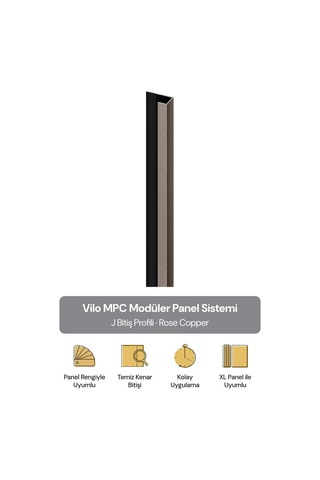 Vilo Mpc J Bitiş Profili Rose Copper 300cm Xl Duvar Paneli Kenar Ve Dış Köşe Bitişi