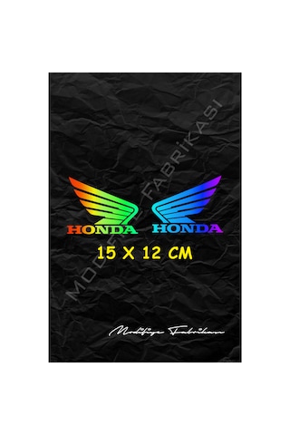 Honda Kanat Sticker Folyo - Hologram - 15 X 12 Cm 2'li Set