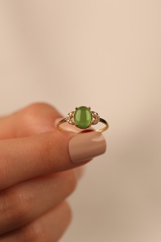 Çgk Çiğdem Gürel Kuyumculuk Yeşil Opal Taşlı Altın Yüzük Gold