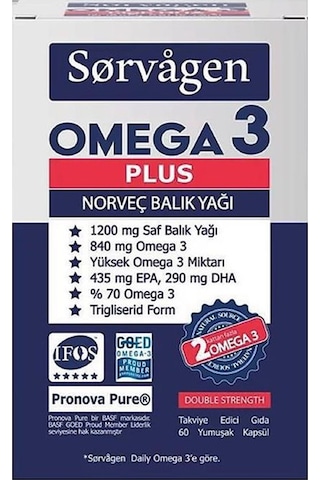 Sorvagen Omega 3 Plus Norveç Balık Yağı 60   Kapsül