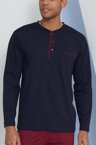 Kly Erkek Uzun Kol Midi Yaka Lacivert Pijama Takımı C9t2n5o8 001
