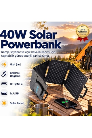 Solar Şarj 40w Güneş Enerjili Powerbank, Güç Ünitesi-980