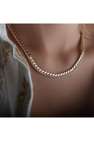 14k Altın Pullu Sırataşlı Zincir Kolye