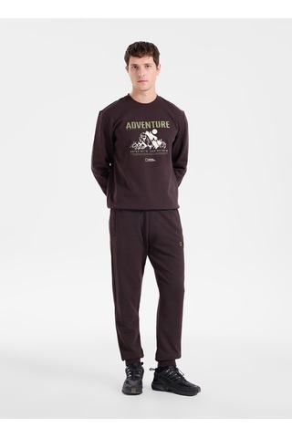 National Geographic N6wm-swt4347 Kahverengi Relaxed Baskılı Erkek Sweatshirt Kahve