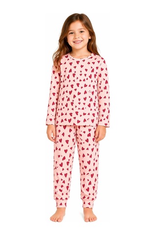 Harıbo Haribo Lisanslı Kalp Desenli Uzun Kollu Pijama Takımı Pudra