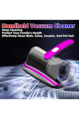 Elmpaly Mor Yatak Şarjlı El Süpürgesi Güçlü Emiş Usb Şarj Derin Temizlik