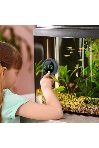 Suofeng Akvaryum Sıcaklık Ölçer - Kablosuz Dokunmatik Led Ekranlı - Yüksek Hassasiyetli Fahrenheit Sıcaklık Gösterici Siyah