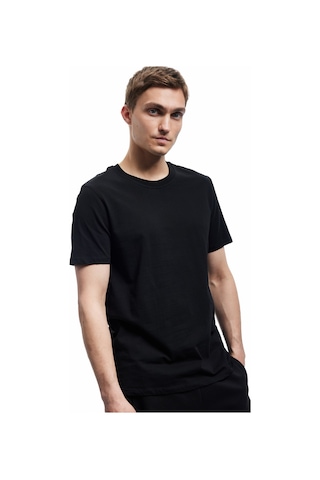 Koton Pamuklu Kısa Kollu Bisiklet Yaka Erkek Basic Tişört Siyah 6wam10062hk Siyah