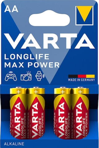 Varta Longlife Max Power AA Alkalin Kalem Pil, LR6, 1,5V, 4'lü Paket Varta Longlife Max Power AA Alkalin Kalem Pil, LR6, 1,5V, 4'lü Paket