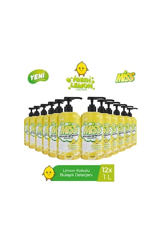 Miss Bulaşık Deterjanı Limon 12 x 1 L