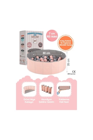 Katlanabilir Aktivite Ve Top Havuzu - Pembe 80x26 Cm Silinebilir Kumaşlı