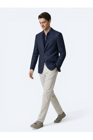 Kip Gri Mikro Modern Fit Yün Karışımlı Ceket