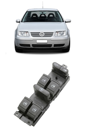 Vw Volkswagen Bora 1999-2005 Uyumlu Sol Ön Dörtlü Cam Açma Düğmesi Siyah 1j4959857