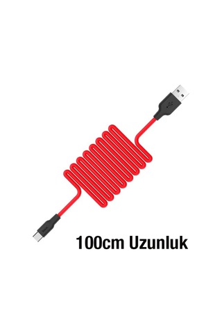 Hoco X21 Usb To Type-c 3a Silikon Hızlı Şarj Ve Data Kablosu- 5775 Siyah-kırmızı