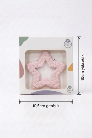 Yıldız Şekilli Esnek Bpa İçermeyen Kabartılı Pastel Renkli Oyuncak Bebek Diş Kaşıyıcısı Pembe
