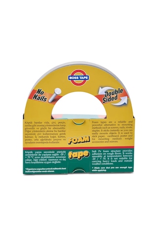 Boss Tape 2688 Çift Taraflı Köpük Bant 18mmx10m Orta Ağırlık 10kg