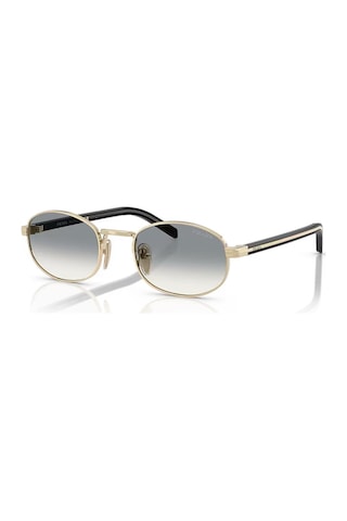 Prada Pr B53s Zvn02c 52 Unisex Oval Gold Metal Güneş Gözlüğü Altın