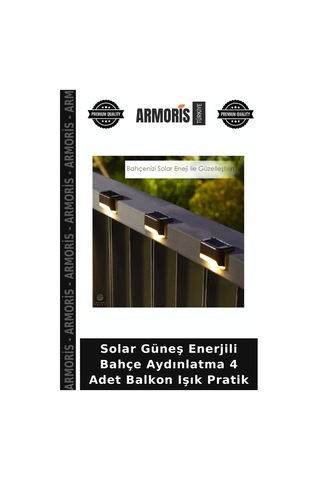 Solar Güneş Enerjili Bahçe Aydınlatma 4 Adet Balkon Işık Pratik