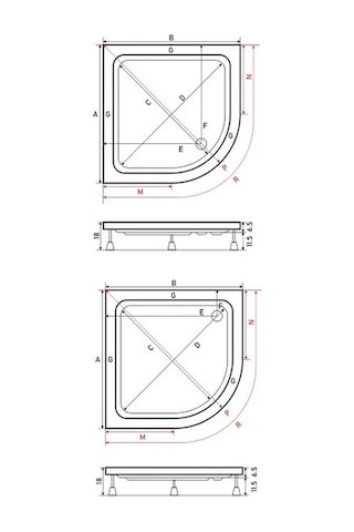 Shower 110X110 Oval Duş Teknesi