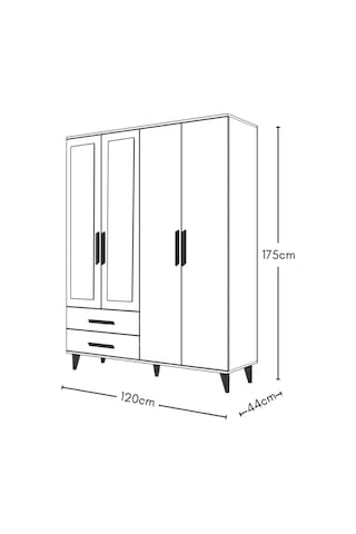 Gm 070-b Novado Siyah Kulplu Ayaklı Aynalı Gardırop