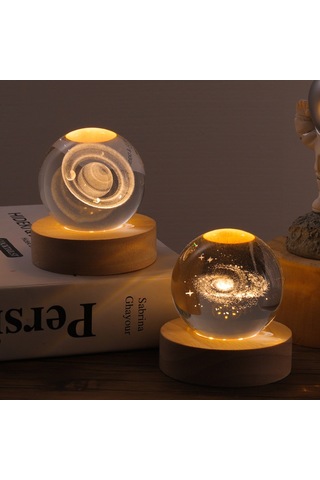 Xindoker Satürn 3d Lazer İç Gravürlü Kristal Top 6cm + Beyaz Taban, Sıcak Işık, Öğrenci Mezuniyet Hediyesi, Dekoratif Gece Lambası Gösterildiği Gibi
